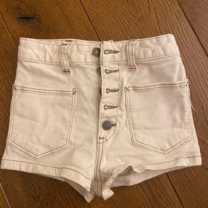 Free People Button Up cream shorts